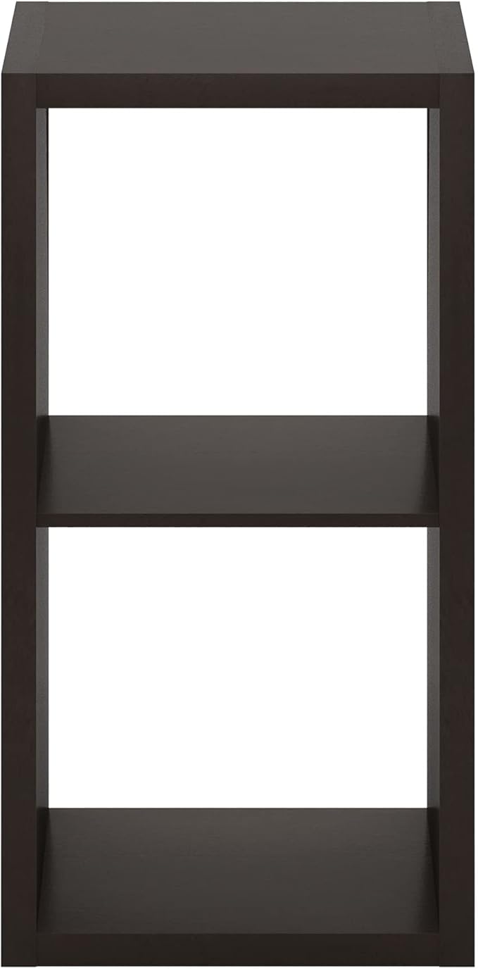 Furinno Cubicle Open Back Decorative Cube Storage Organizer, 2-Cube, Black Dark Oak