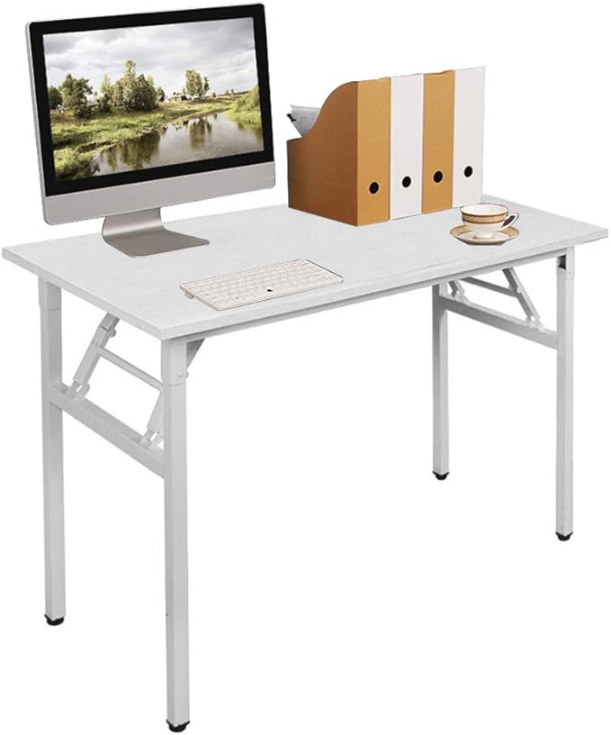 Folding Desk, 39 inch No Assembly Folding Desks for Small Spaces, Sturdy Foldable Computer Desk, Functional Home Office Desks, Study Writing Desk Office Table Workstation for Home Office Outdoor