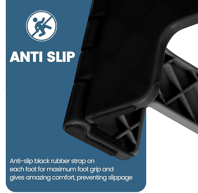 ACSTEP 9 Inch Folding Step Stool 300 LB Capacity Non Slip Foot Stool with Handle Plastic Foldable Step Stools for Kids Stepping Stool for Bathroom Black Small Step Stool (1 PC Black)