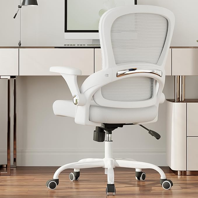 TRALT Office Chair - Ergonomic Office Chair with Back Support, Home Office Desk Chairs, Comfy Desk Chair, Computer Chair, 330lbs Wide Seat Big and Tall Office Chairs for Gamers(White)