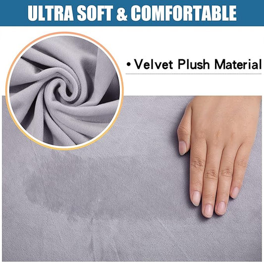 Smiry Velvet Seat Covers for Dining Room Chair Set of 2, Stretch Fit Removable Washable Chair Seat Cushion Protector Slipcovers with Ties, Light Grey