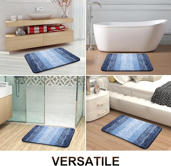 OLANLY Bathroom Runner Rugs 47x20, Extra Soft Absorbent Microfiber Bath Rugs, Rubber Backing, Quick Dry, Machine Washable Bath Mats for Bathroom Floor, Tub and Shower, Home Decor Accessories, Navy
