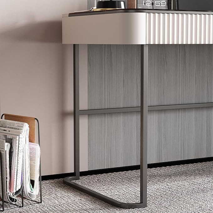Lartis Office Desk with Drawer - Writing Desk with Intelligent Socket Computer Desk with USB Port Compartmentalized Storage for Home Office Working Gaming