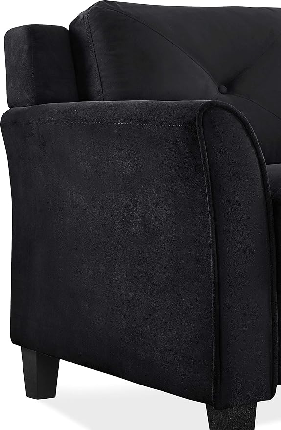 Lifestyle Solutions Harrington Sofa Upholstered Microfiber Fabric Curved Arms, Black