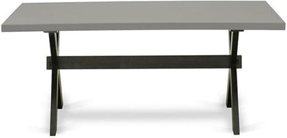 East West Furniture X697MZ606-7 7 Piece Kitchen Table & Chairs Set Consist of a Rectangle Dining Room Table with X-Legs and 6 Shitake Linen Fabric Parson Chairs, 40x72 Inch, Multi-Color