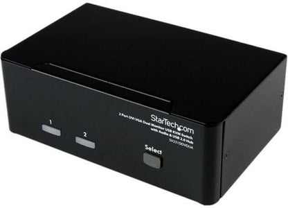 StarTech.com 2 Port KVM Switch - DVI and VGA w/ Audio and USB 2.0 Hub – Dual Monitor / Display / Screen KVM Switch - DVI VGA , TAA (SV231DDVDUA)