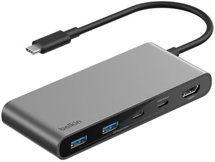 Belkin USB C Hub, 7-Port Hub w/ 4K HDMI Display @ 60Hz, SD & MicroSD, 100W Power Delivery, Fast Data Transfer 5Gbps, USB C Multiport Adapter for MacBook, iPad Pro, Chromebook - HDMI 2.0 - Black