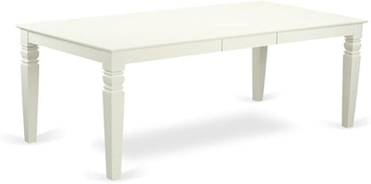 East West Furniture LGCE7-LWH-15 7 Piece Modern Dining Table Set Consist of a Rectangle Wooden Table with Butterfly Leaf and 6 Baby Blue Linen Fabric Parson Chairs, 42x84 Inch, Linen White