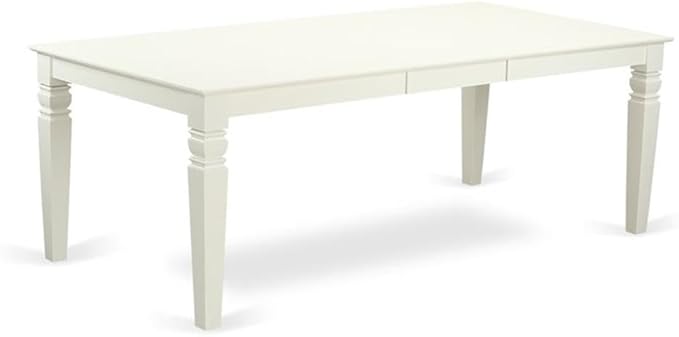 East West Furniture LGDA7-LWH-W 7 Piece Dining Table Set Consist of a Rectangle Dining Room Table with Butterfly Leaf and 6 Wood Seat Chairs, 42x84 Inch, Linen White