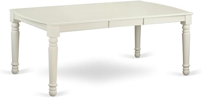 East West Furniture DOCL7-LWH-W 7 Piece Modern Dining Table Set Consist of a Rectangle Wooden Table with Butterfly Leaf and 6 Kitchen Dining Chairs, 42x78 Inch, Linen White