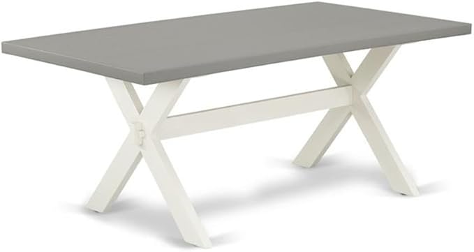 East West Furniture X097CE215-9 9 Piece Kitchen Table Set Includes a Rectangle Dining Table with X-Legs and 8 Baby Blue Linen Fabric Parson Dining Room Chairs, 40x72 Inch, Multi-Color
