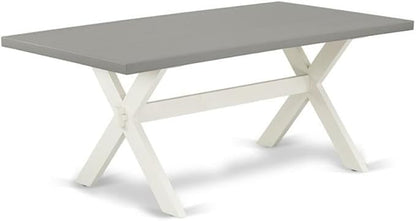 East West Furniture X097CE215-9 9 Piece Kitchen Table Set Includes a Rectangle Dining Table with X-Legs and 8 Baby Blue Linen Fabric Parson Dining Room Chairs, 40x72 Inch, Multi-Color