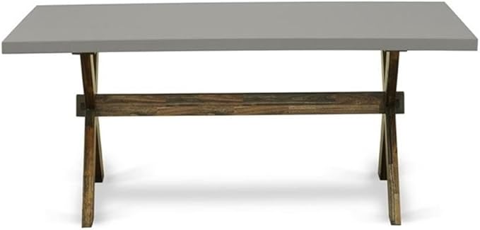 East West Furniture X797MZ748-6 6 Piece Dinette Set Contains a Rectangle Dining Table with X-Legs and 4 Coffee Linen Fabric Parson Chairs with a Bench, 40x72 Inch, Multi-Color