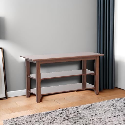 XKZG Storage Bench Wooden Shoe Rack Bench Rustic Solid Wood Entryway Bench (Brown,31.5")