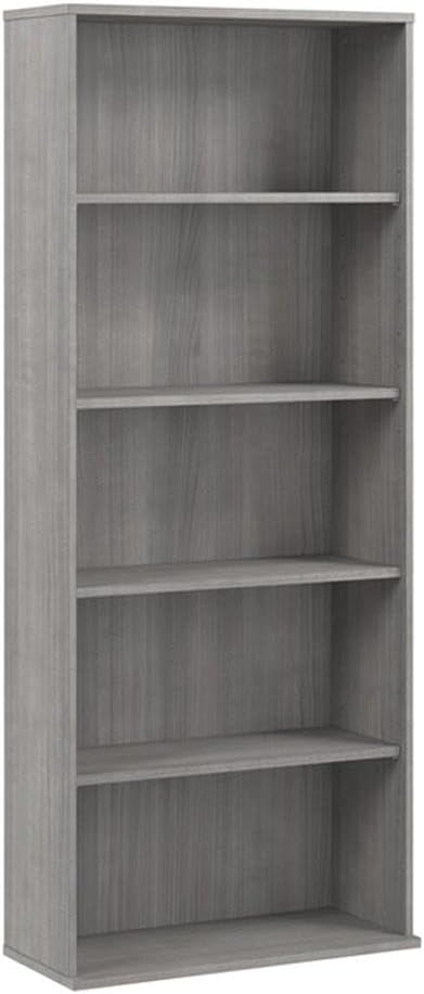 Bush Business Furniture Hustle Tall 5 Shelf Bookcase in Platinum Gray, Large Bookshelf for Home, Living Room, and Professional Office
