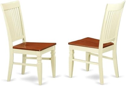 East West Furniture QUWE7-BMK-W 7 Piece Modern Dining Table Set Consist of a Rectangle Wooden Table with Butterfly Leaf and 6 Dining Room Chairs, 40x78 Inch, Buttermilk & Cherry