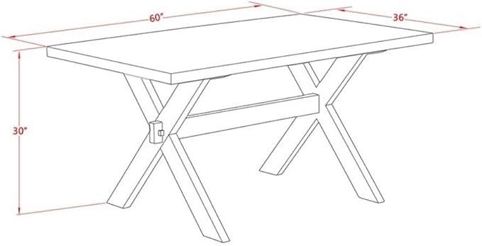 East West Furniture X696DR124-5 5 Piece Dining Table Set for 4 Includes a Rectangle Kitchen Table with X-Legs and 4 Black Color Linen Fabric Upholstered Chairs, 36x60 Inch, Multi-Color