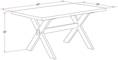 East West Furniture X676DR124-5 5 Piece Dining Room Table Set Includes a Rectangle Kitchen Table with X-Legs and 4 Black Color Linen Fabric Parson Dining Chairs, 36x60 Inch, Multi-Color