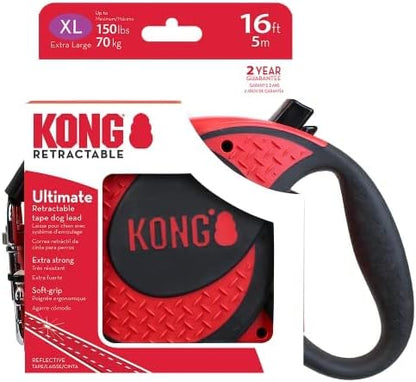 Alcott Kong Ultimate Retractable Dog Leash, Extra Large, Red, 16' Long