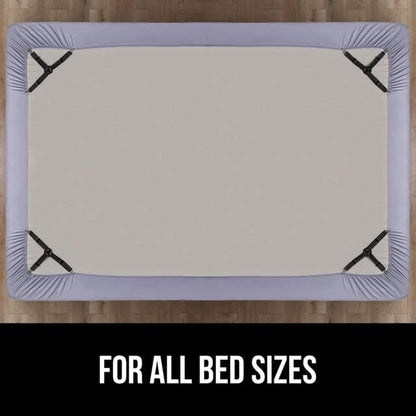 Gorilla Grip Bed Sheet Straps and Headboard Gap Pillow, Sheet Fasteners 4 Pack Black, Easy Install Sheet Suspenders, Headboard Gap Pillow Size King Gray, Dense Foam Wedge, 2 Item Bundle