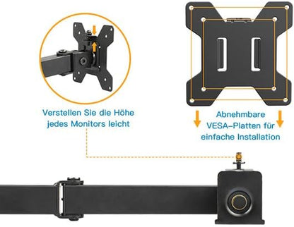 HUANUO Quad Computer Monitor Mount - Heavy Duty LCD Computer 4 Monitor Stand with Full Articulation, Fits Four Screens up to 27 Inches - Each Arm Holds up to 17.6lbs, VESA 75x75-100x100mm