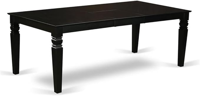 East West Furniture LGSI7-BLK-21 7 Piece Kitchen Table Set Consist of a Rectangle Dining Table with Butterfly Leaf and 6 Blue Linen Fabric Parson Dining Chairs, 42x84 Inch, Black