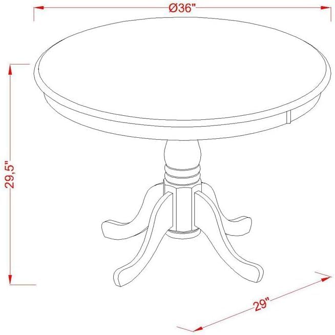 East West Furniture AMGR3-LWH-W 3 Piece Dinette Set for Small Spaces Contains a Round Kitchen Table with Pedestal and 2 Dining Room Chairs, 36x36 Inch, Linen White