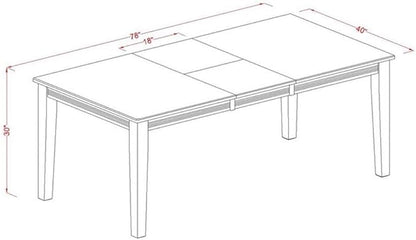 East West Furniture QUWE5-BCH-W 5 Piece Dining Table Set for 4 Includes a Rectangle Kitchen Table with Butterfly Leaf and 4 Kitchen Dining Chairs, 40x78 Inch, Black & Cherry