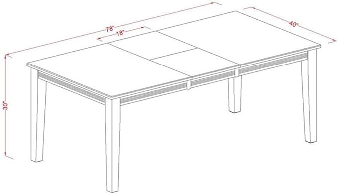 East West Furniture QUWE7-BMK-W 7 Piece Modern Dining Table Set Consist of a Rectangle Wooden Table with Butterfly Leaf and 6 Dining Room Chairs, 40x78 Inch, Buttermilk & Cherry