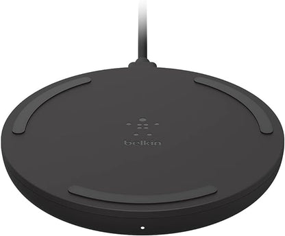 Belkin Quick Charge Wireless Charging Pad - 10W Qi-Certified Charger Pad for Apple iPhone, Samsung Galaxy, Airpods Pro & More, Charge While Listening to Music, Streaming Videos - 2-Pack Black (No PSU)
