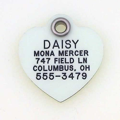 LuckyPet Glow in The Dark Dog and Cat ID Tag - Durable Custom Tags for Pets - Silent Personalized Pet Identification - Easy to Read Engraving - Medium, Heart