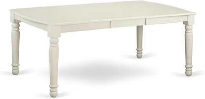 East West Furniture DOBR7-LWH-02 7 Piece Dining Table Set Consist of a Rectangle Table with Butterfly Leaf and 6 Light Beige Linen Fabric Upholstered Chairs, 42x78 Inch, Linen White