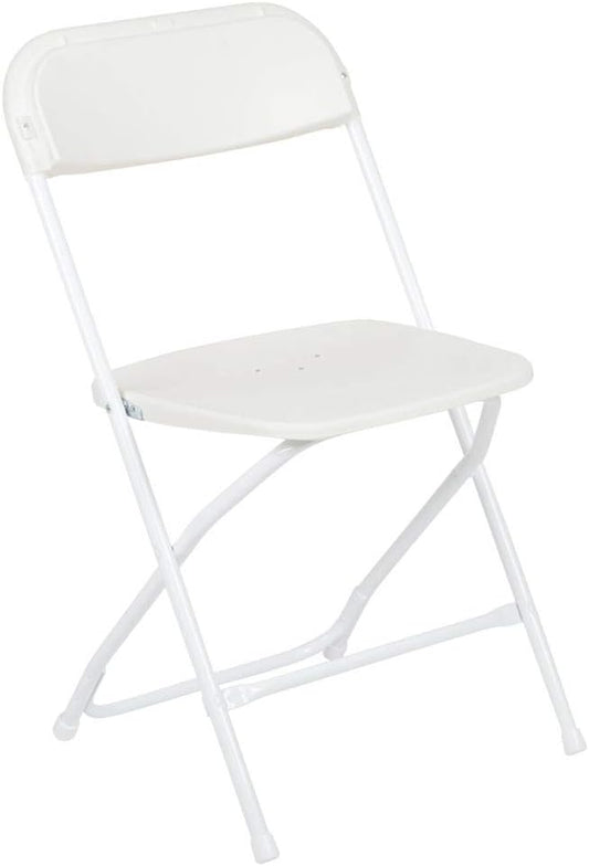 Flash Furniture Hercules Series Plastic Folding Chairs for Parties and Weddings, Stackable Commercial Event Seats with 650-lb. Static Weight Capacity, Set of 2, White