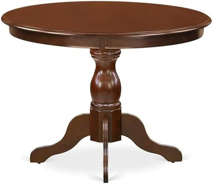 East West Furniture HLDL5-MAH-W 5 Piece Kitchen Table Set for 4 Includes a Round Dining Table with Pedestal and 4 Dining Room Chairs, 42x42 Inch, Mahogany