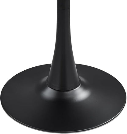 31.2" Tulip Dining Table, Black, Perfect for 2-4 People, Mid-Century Modern Style, Round MDF Top with Sturdy Base for Dining Room, Living Room, Cafe