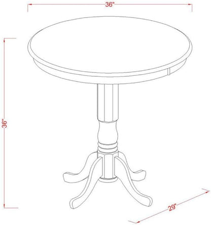 East West Furniture JAKE3-BLK-W 3 Piece Counter Height Dining Table Set Contains a Round Kitchen Table with Pedestal and 2 Dining Room Chairs, 36x36 Inch, Black & Cherry