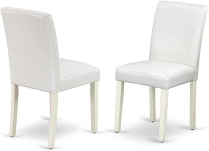 East West Furniture X097AB264-5 5 Piece Dining Room Furniture Set Includes a Rectangle Dining Table with X-Legs and 4 White Faux Leather Upholstered Chairs, 40x72 Inch, Multi-Color
