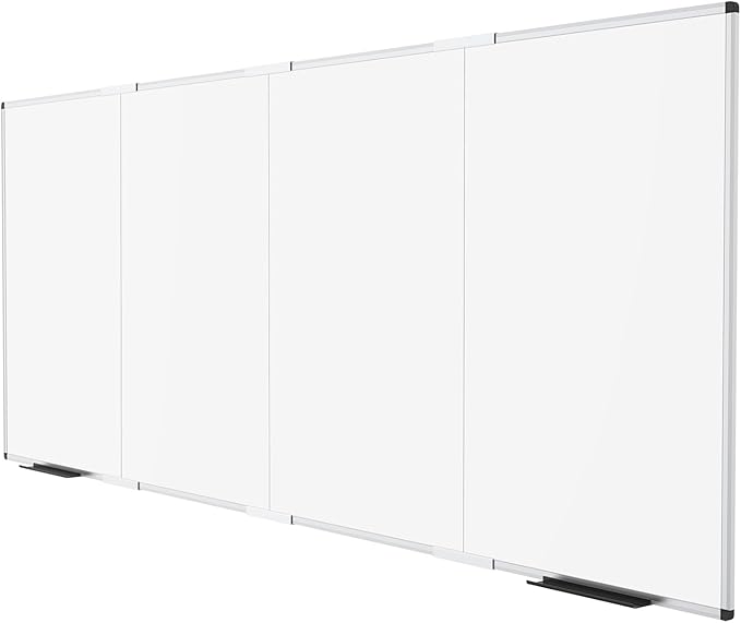 VIZ-PRO Magnetic Dry Erase Board, 120 X 48 Inches, Foldable Wall-Mounted Whiteboard with Silver Aluminum Frame & Marker Tray for School Office and Home 10' X 4'