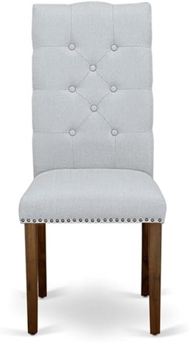 East West Furniture DLEL3-AWA-05 3 Piece Kitchen Table & Chairs Set Consist of a Round Dining Table with Dropleaf and 2 Upholstered Parson Chairs, 42x42 Inch, Antique Walnut