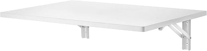 VEVOR Wall Mounted Folding Table, 23.6 x 15.7 inches Wall Mount Table, Floating Desk with Iron Bracket for Small Spaces, Home Office, Dining, Laundry Room, Kitchen, Bar, White