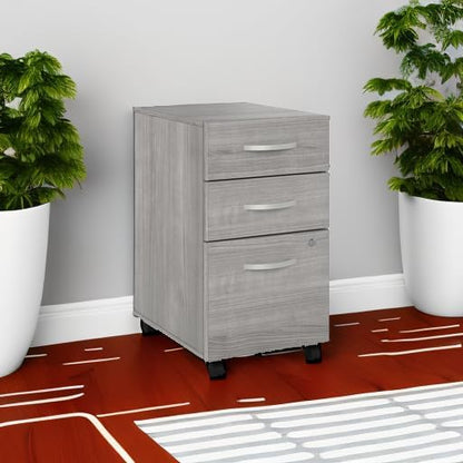 Bush Business Furniture Studio C 3 Drawer Mobile File Cabinet in Platinum Gray | Assembled Office Storage Unit for Home or Commercial Spaces