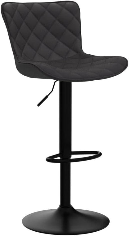 YOUNUOKE Bar Stools Set of 2 Faux Leather Barstools with Back Modern Swivel Counter Height Stool Adjustable High Bar Chairs for Kitchen Islands, Black