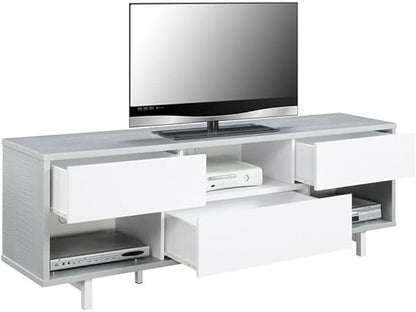 Convenience Concepts Newport Ventura 60" TV Stand, Gray Faux Croc / White