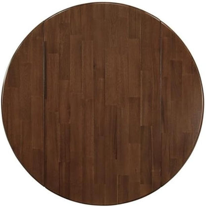 East West Furniture DLEL3-AWA-05 3 Piece Kitchen Table & Chairs Set Consist of a Round Dining Table with Dropleaf and 2 Upholstered Parson Chairs, 42x42 Inch, Antique Walnut