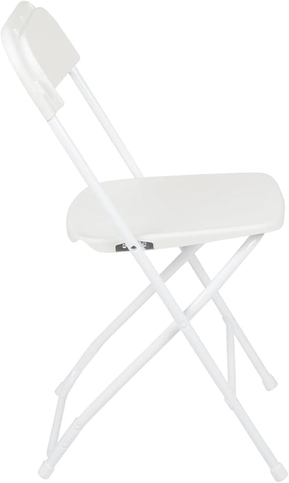 Flash Furniture Hercules Series Plastic Folding Chair - White - 650LB Weight Capacity Comfortable Event Chair - Lightweight Folding Chair