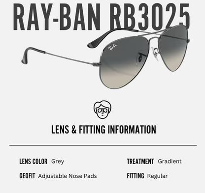 Ray-Ban RB3025 AVIATOR GRADIENT Pilot Shaped Sunglasses for Men & Women with Official RAYBAN Eyewear Kit