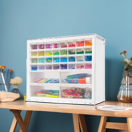 IRIS USA Screw Tool Organizer Small Parts Cabinet Chest, 36-Drawer Hardware Electronics Nuts Bolts Storage Drawers Organization Toolbox Garage Craft Business Teacher Beads Scrapbook Art Hobby - White