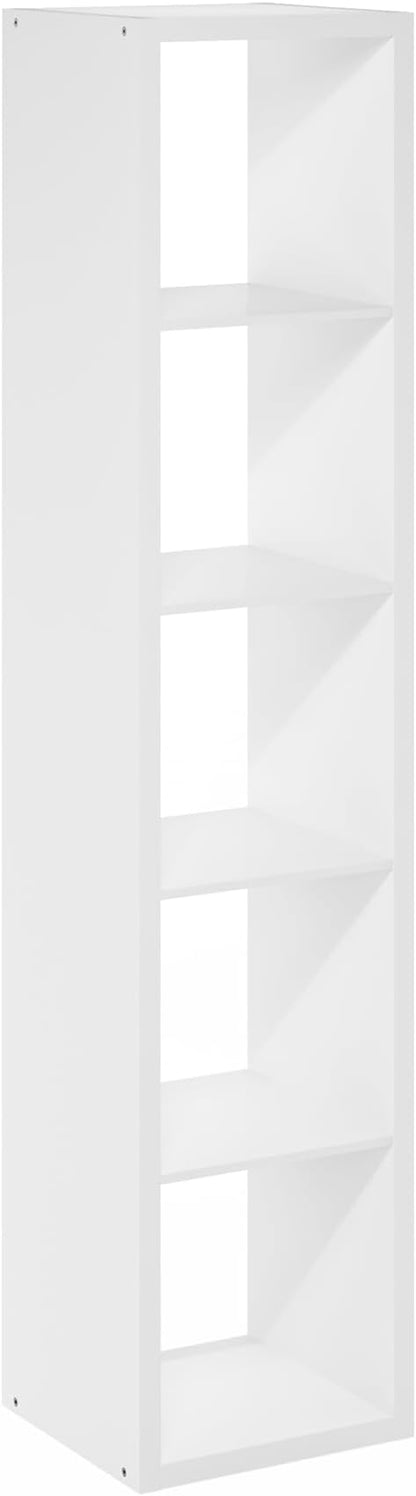 Furinno Cubicle Open Back Decorative Verticle Cube Storage Organizer, 5-Cube, White