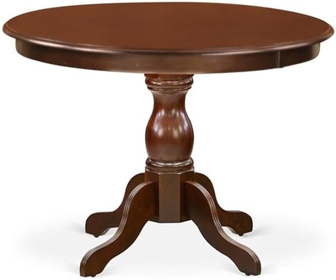 East West Furniture HLDL5-MAH-W 5 Piece Kitchen Table Set for 4 Includes a Round Dining Table with Pedestal and 4 Dining Room Chairs, 42x42 Inch, Mahogany