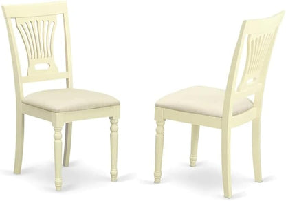 East West Furniture SUPL3-BMK-C 3 Piece Dining Table Set Contains a Round Dining Room Table with Dropleaf & Shelves and 2 Linen Fabric Upholstered Chairs, 42x42 Inch, Buttermilk & Cherry
